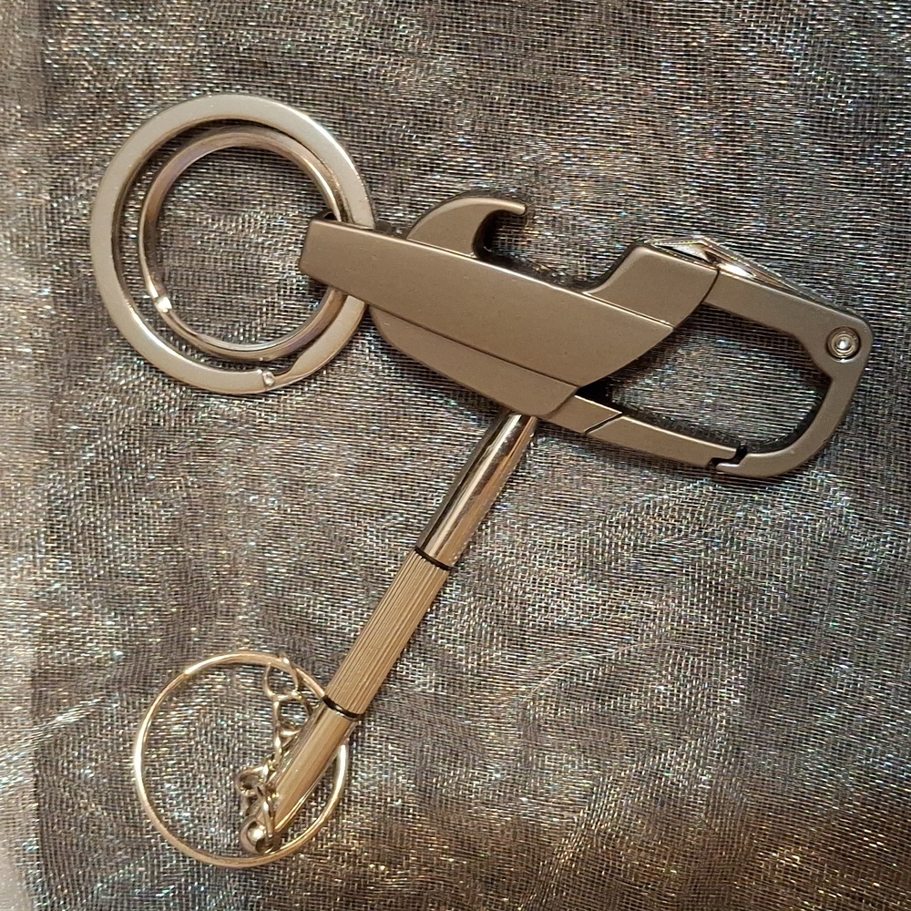 Multi-tool Carbinger Opener With Screwdriver Keychain Gunmetal Gray 2 Pcs